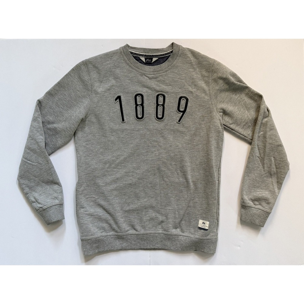 Peter England Mens Pullover Crewneck Sweatshirt Pockets Gray size Large Slim Fit